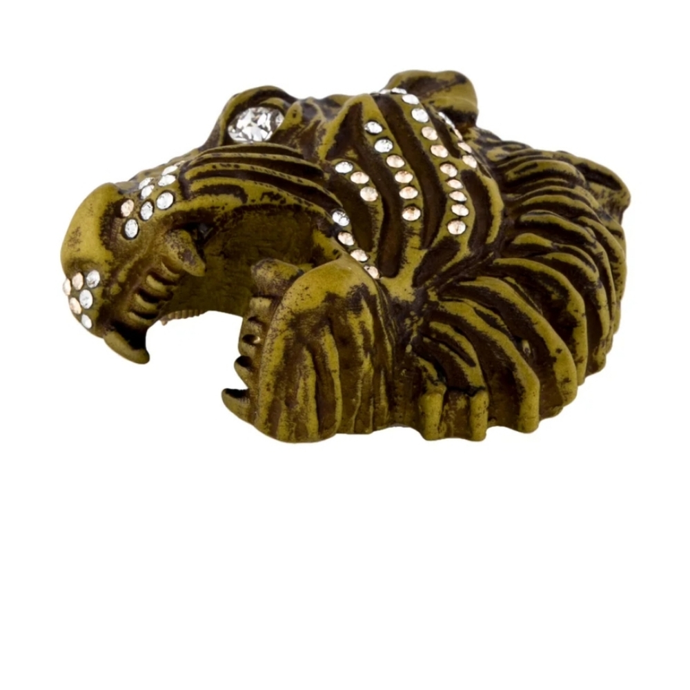 Gucci Tiger Head Brooch in Gold and Brown - Picture 3 of 6